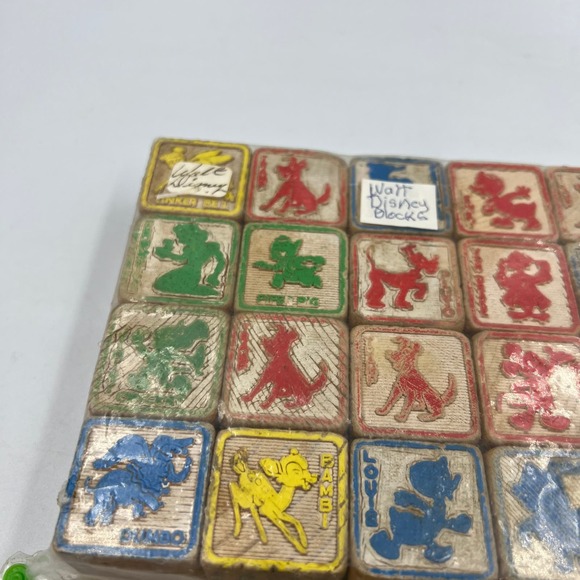 Vintage Disney Wooden Blocks Characters Alphabet Numbers 3 Sided - Picture 4 of 8